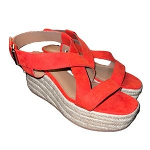 New H&M Wedge Sandals, coral, Women’s size 8